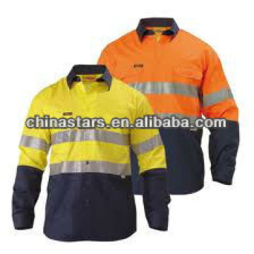 Baumwollbohrer Zwei Tone Hi Vis Langarm Sicherheit Shirts